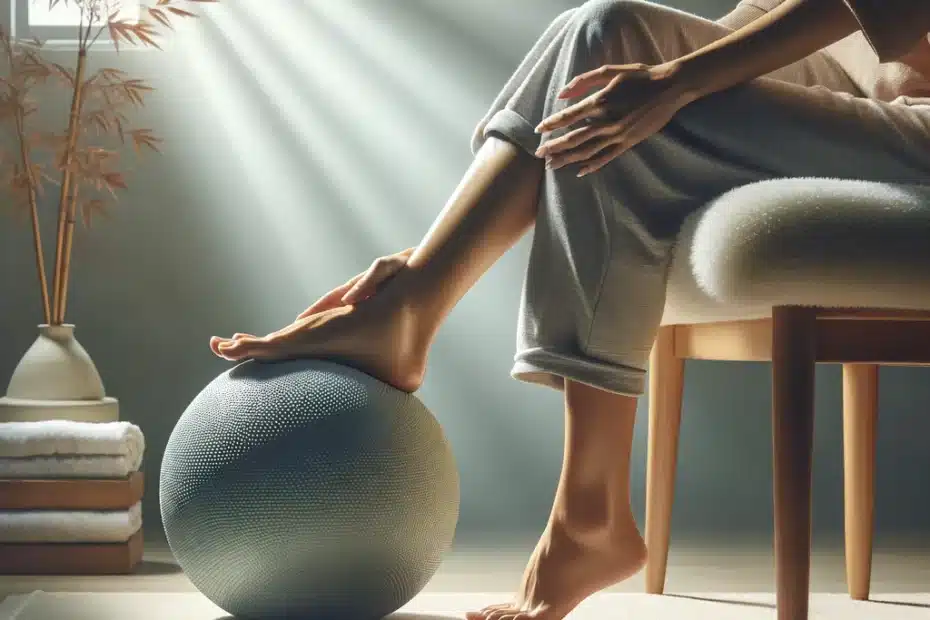 massaggi ai piedi con palla da ginnastica