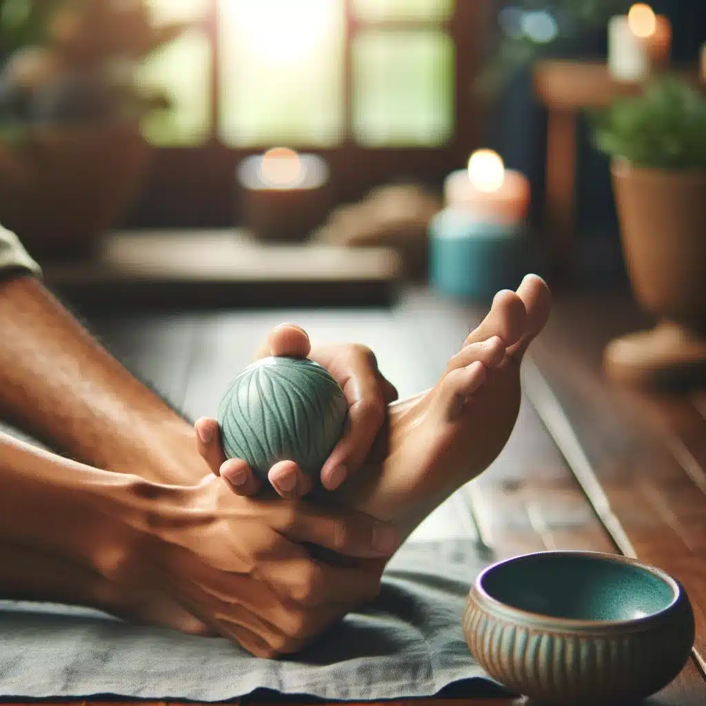 massaggi ai piedi con palla di ceramica
